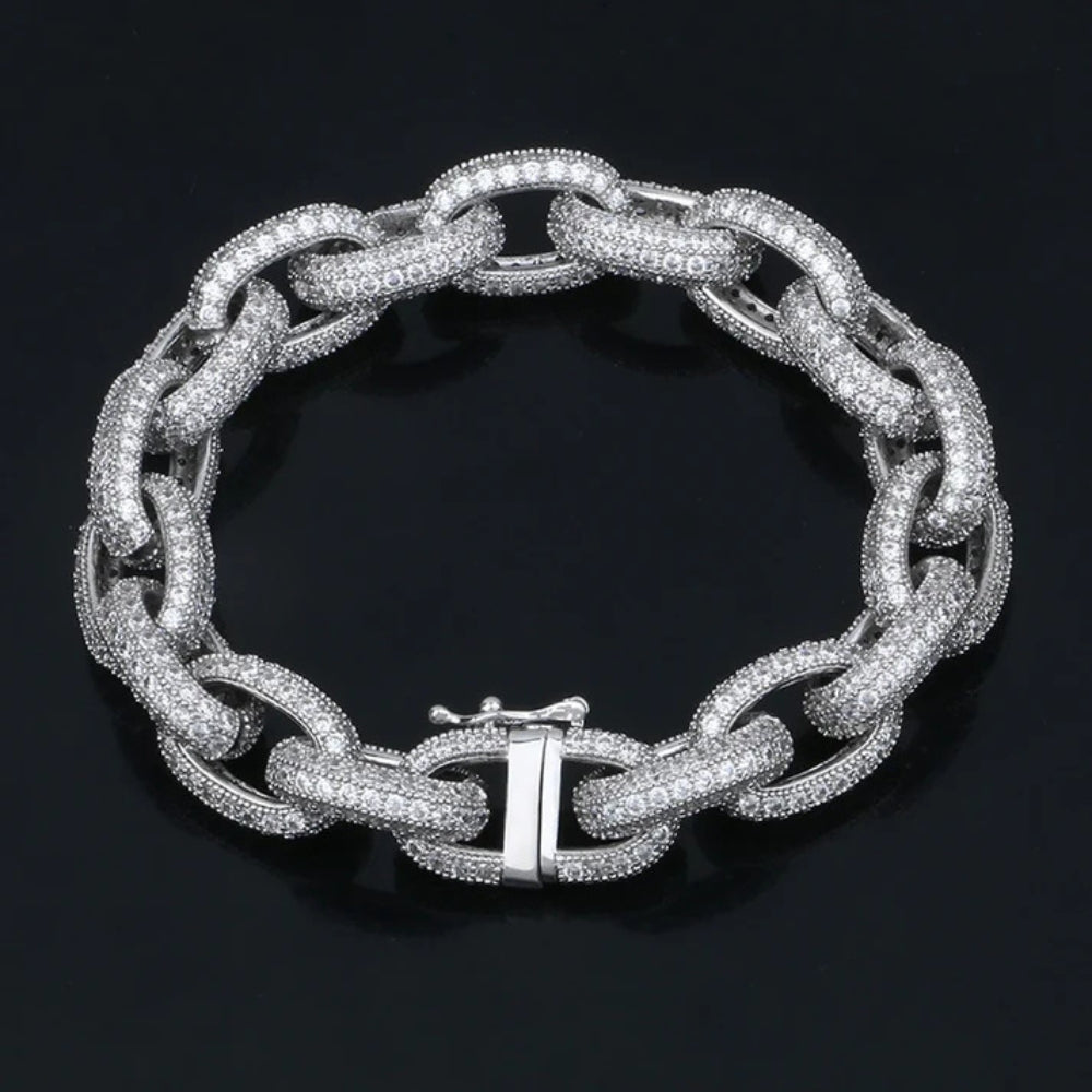 Cuabn Rolo Link Moissanite Bracelet For Men's