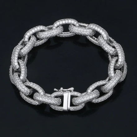 Cuabn Rolo Link Moissanite Bracelet For Men's