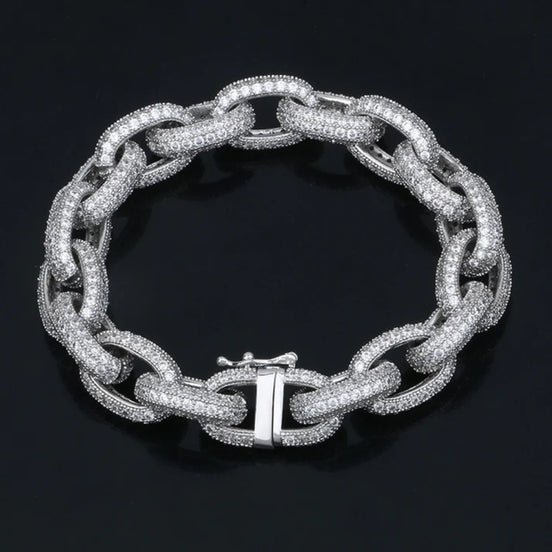 Cuabn Rolo Link Moissanite Bracelet For Men's
