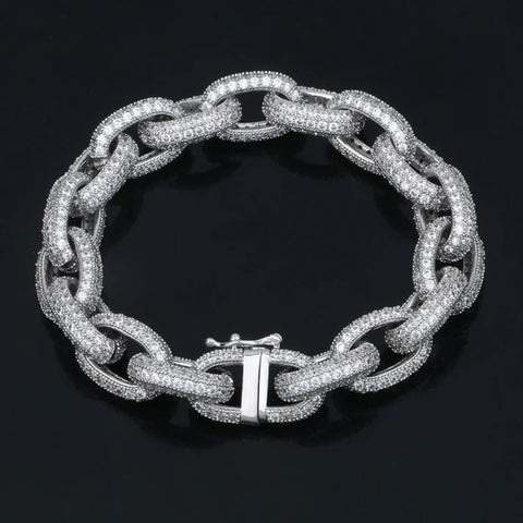 Cuabn Rolo Link Moissanite Bracelet For Men's