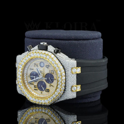 Black Rubber Belt Moissanite Diamond Watch