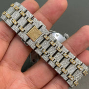 Dual Tone Moissanite Wrist Watch For Men's