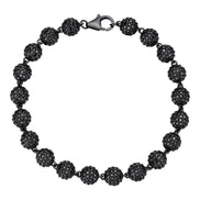 Black Moissanite Diamond Ball Link Bracelet
