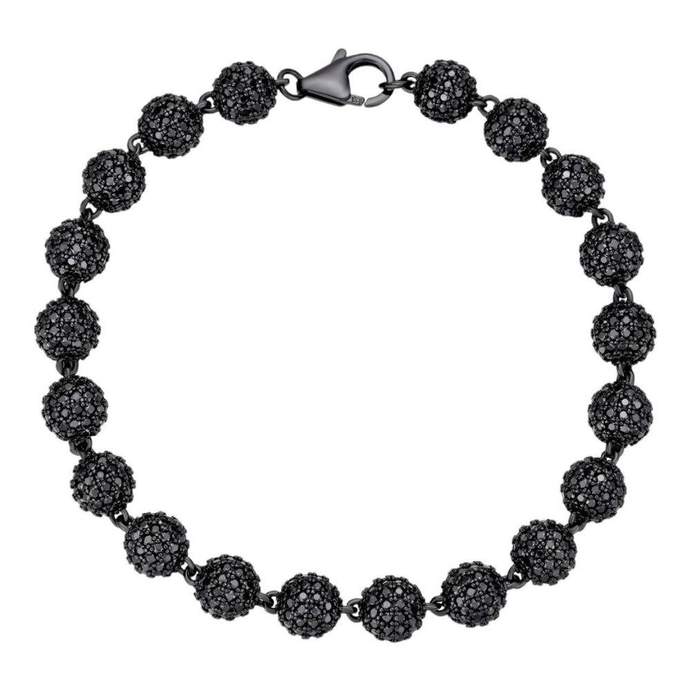 Black Moissanite Diamond Ball Link Bracelet