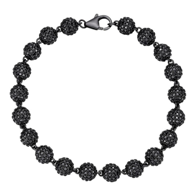 Black Moissanite Diamond Ball Link Bracelet