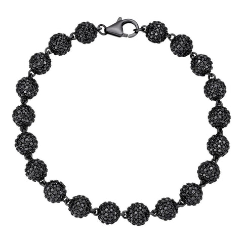 Black Moissanite Diamond Ball Link Bracelet