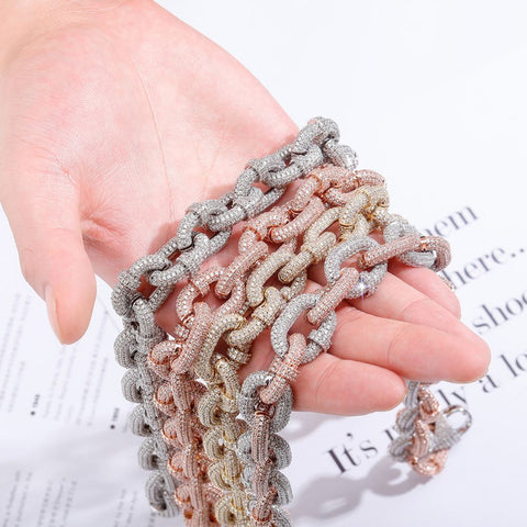Iced Out Colorless Moissanite Rolo Link Chain