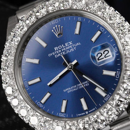 41mm D Color Moissanite Blue Index Dial Luxury Watch