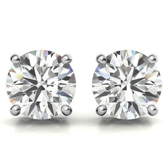 Four Prong Round Cut Moissanite Solitaire Earrings