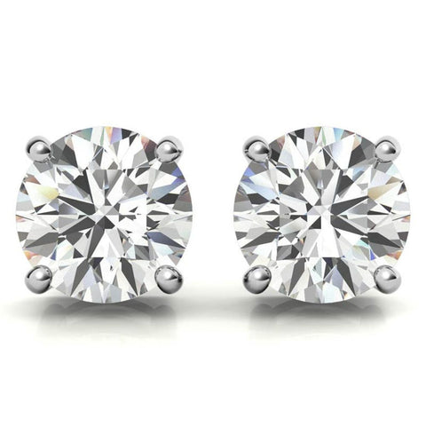 Four Prong Round Cut Moissanite Solitaire Earrings