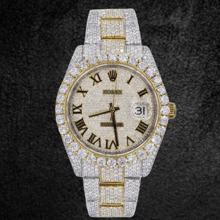 Casual Style Date Just Round Cut Moissanite Watch