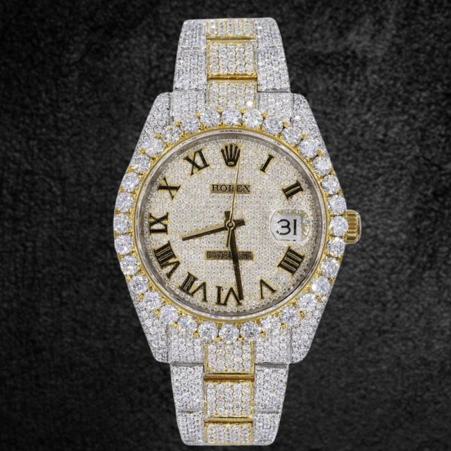 Casual Style Date Just Round Cut Moissanite Watch