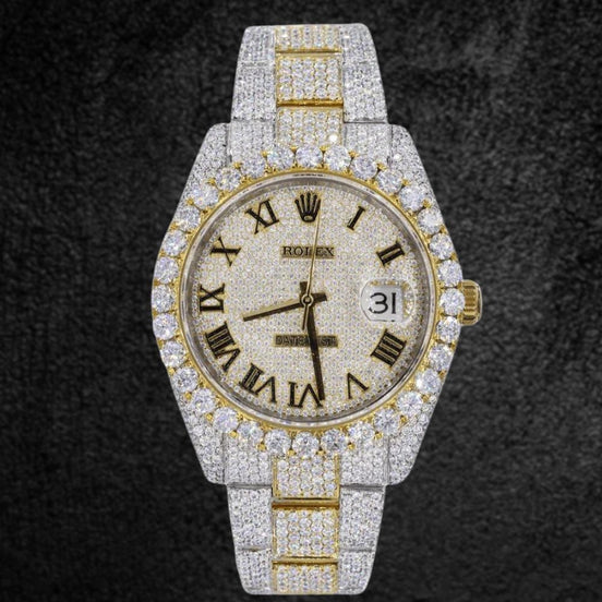 Casual Style Date Just Round Cut Moissanite Watch