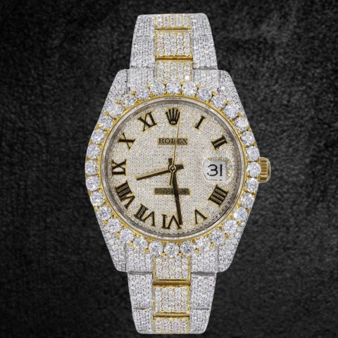 Casual Style Date Just Round Cut Moissanite Watch