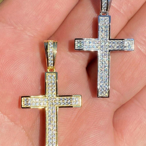 925 Sterling Silver Iced Out Cross Pendant