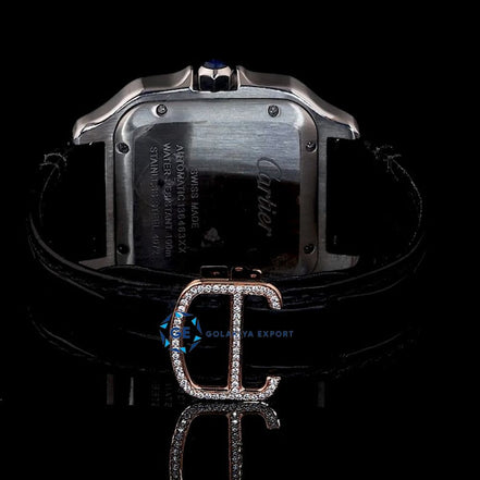 VVS1 Moissanite Black Leather Belt Classic Wrist Watch