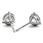 Three Prong Moissanite Round Cut Minimal Earrings For Her