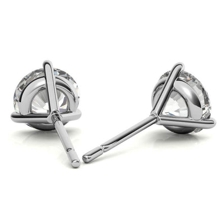 Three Prong Moissanite Round Cut Minimal Earrings For Her
