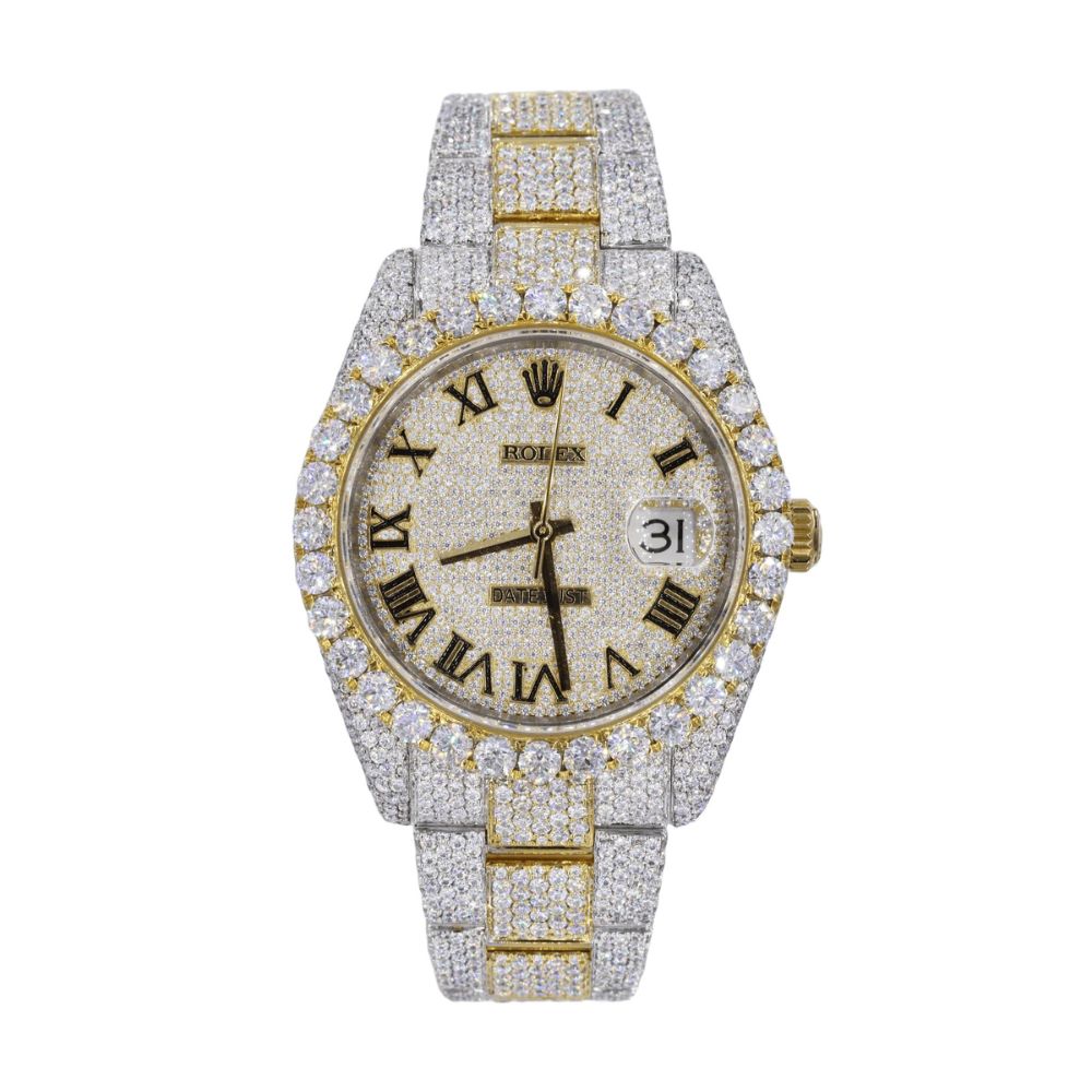 Bust Down Dual Tone Moissanite Men's Watch