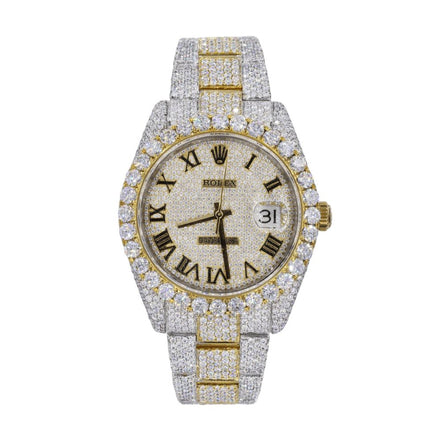 Bust Down Dual Tone Moissanite Men's Watch