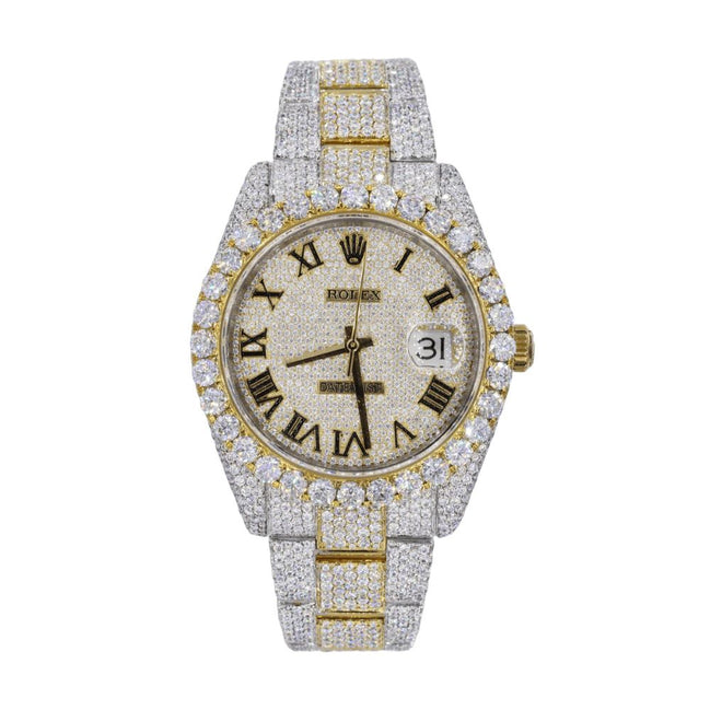 Bust Down Dual Tone Moissanite Men's Watch