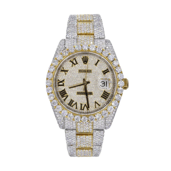Bust Down Dual Tone Moissanite Men's Watch