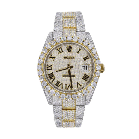 Bust Down Dual Tone Moissanite Men's Watch