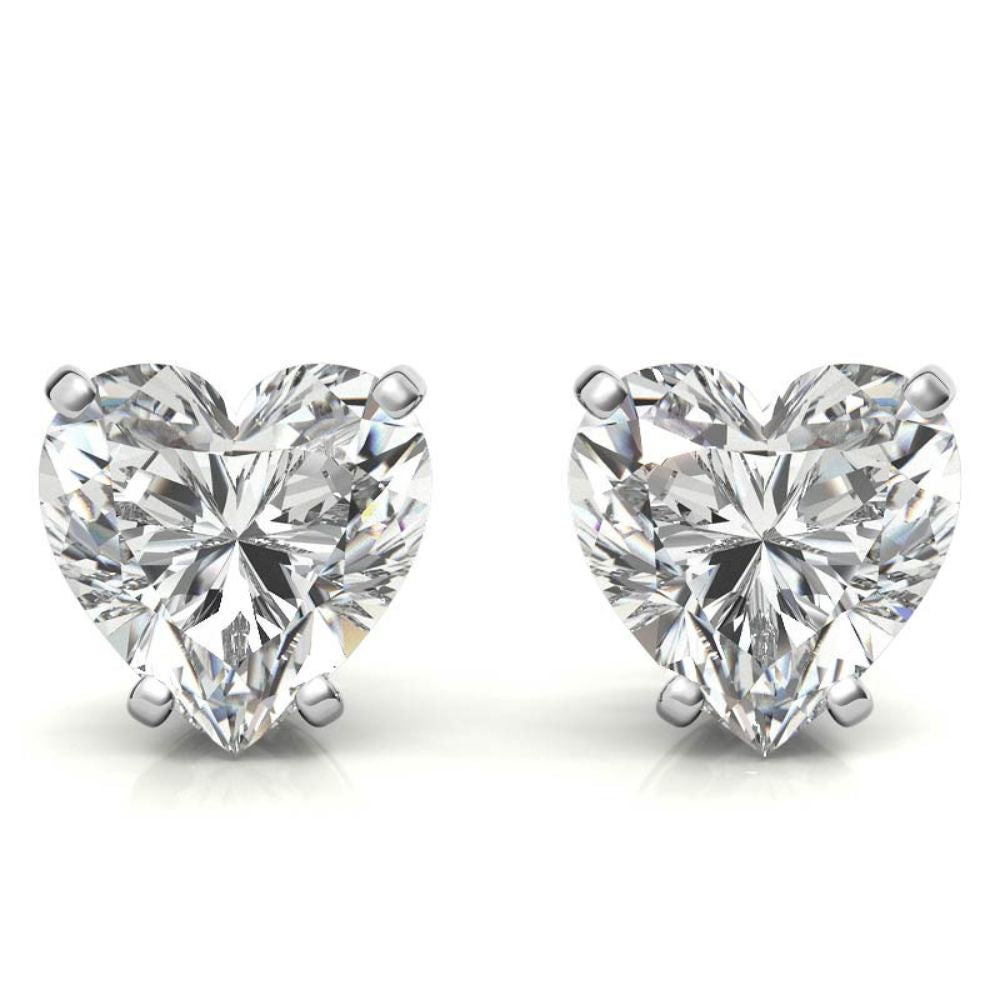 Modern Solitaire Heart Cut Moissanite Earrings