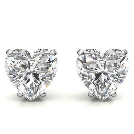 Modern Solitaire Heart Cut Moissanite Earrings