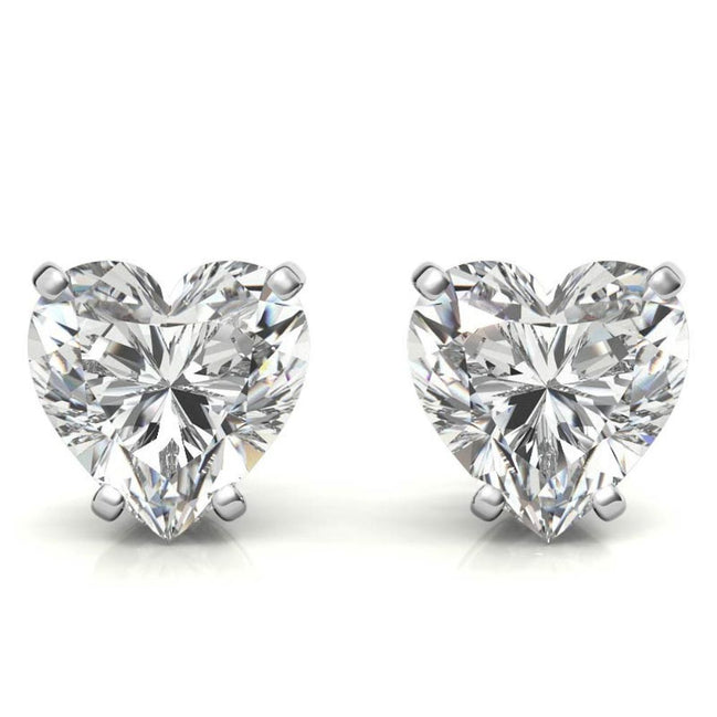 Modern Solitaire Heart Cut Moissanite Earrings