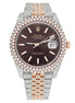Dual Tone Brown Dial Datejust Iced Out Moissanite Watch