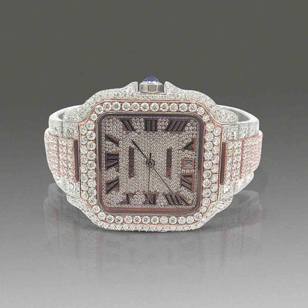 VVS1 Moissanite Dual Tone Fashion Watch For Men's