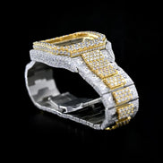 Dual Tone Iced Out Moissanite Watch For Men's