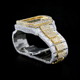 Dual Tone Iced Out Moissanite Diamond Watch For Men's