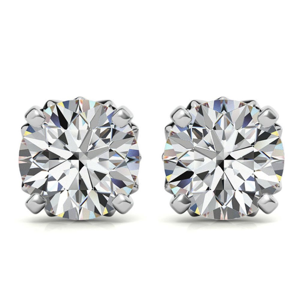 Delicate Moissanite Round Cut Stud Earrings