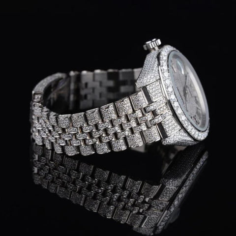 Date Just Fully Iced Out Moissanite Diamond Watch
