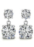 Double Round Moissanite Drop Stud Earrings in White Gold