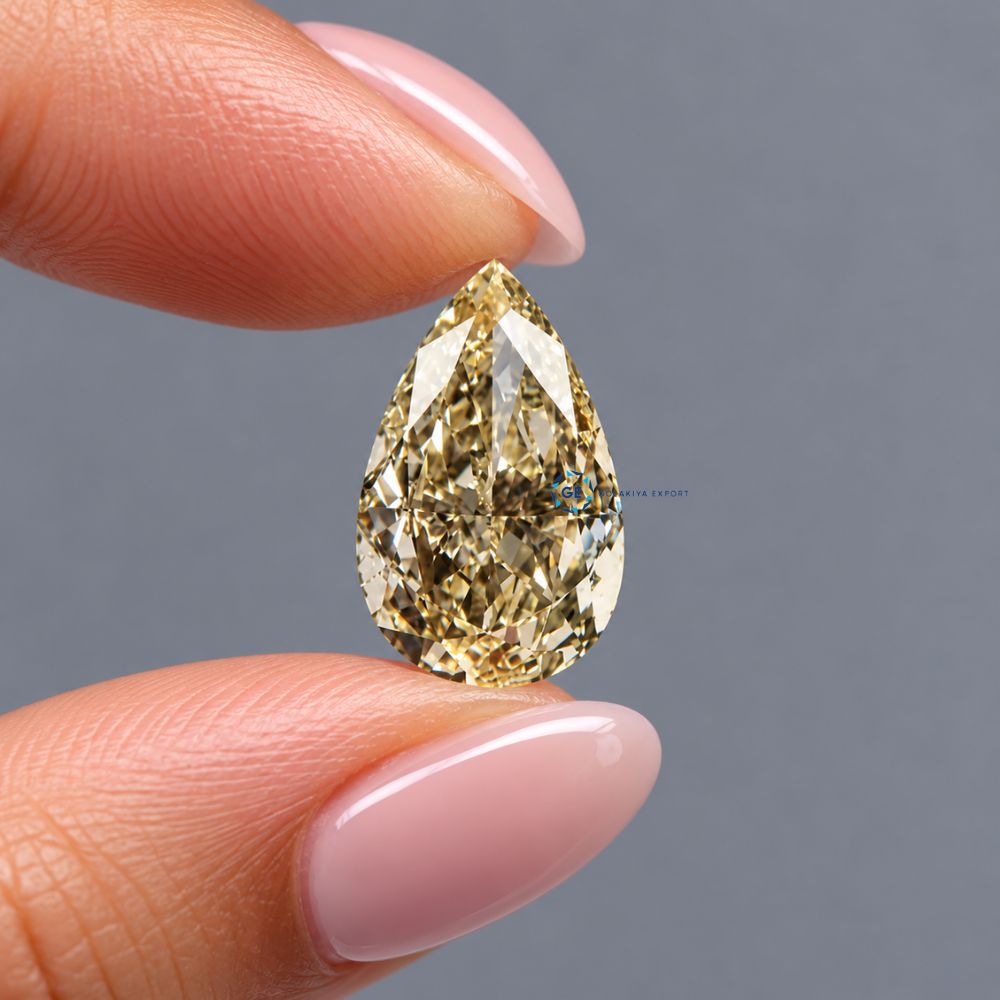 Yellow Pear Cut Lab Grown Diamond, IGI Certified Diamond