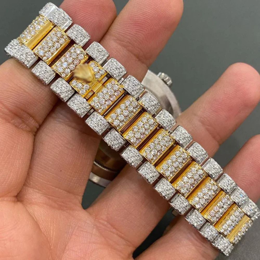 Moissanite Automatic Bust Down Wrist Watch