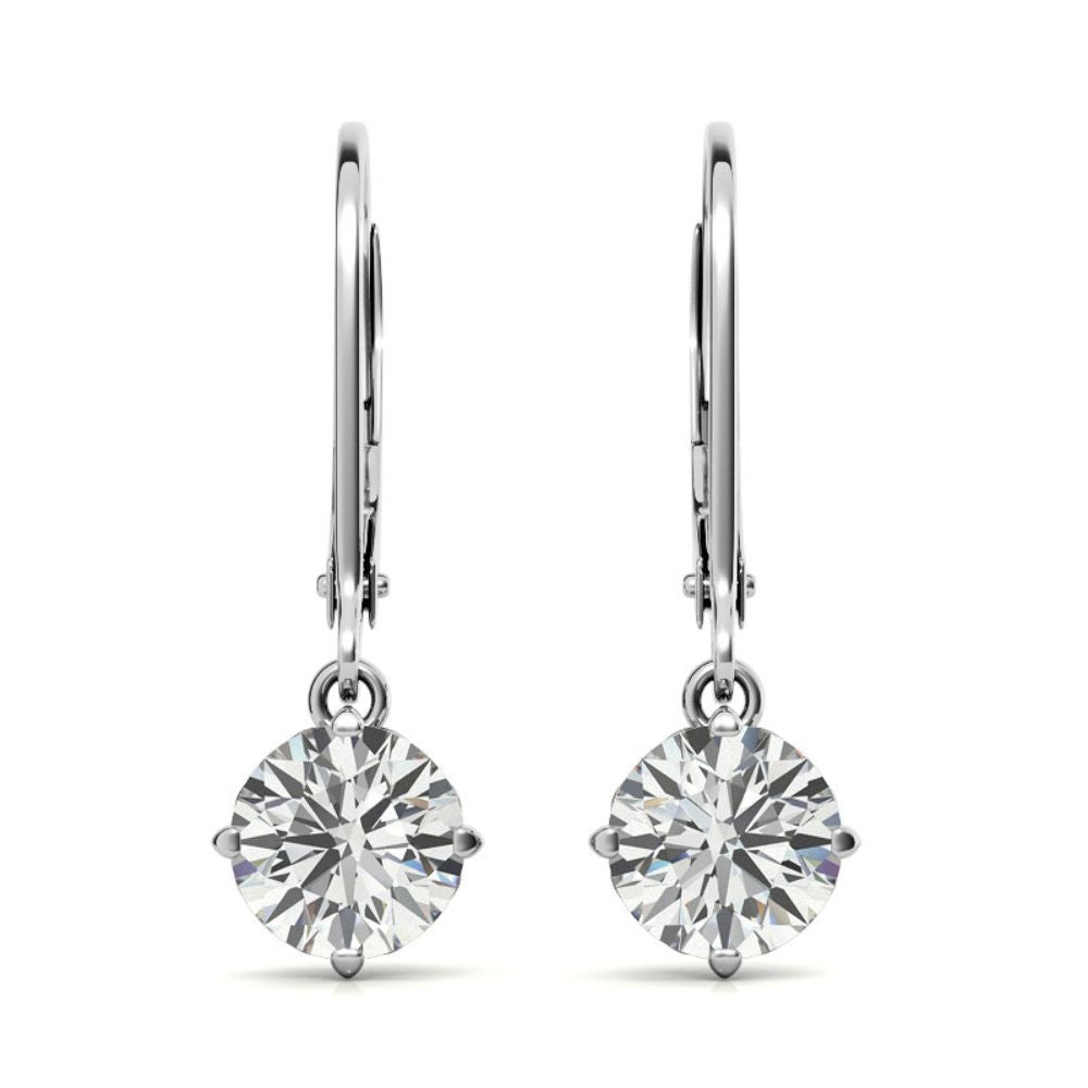 Vintage Inspired Moissanite Round Cut Earrings