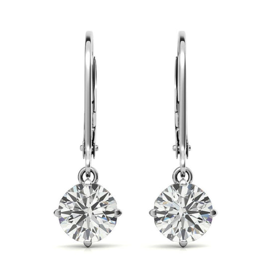 Vintage Inspired Moissanite Round Cut Earrings
