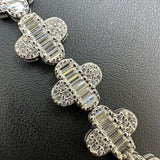 Iced Out Moissanite Baguette Clover Tennis Bracelet