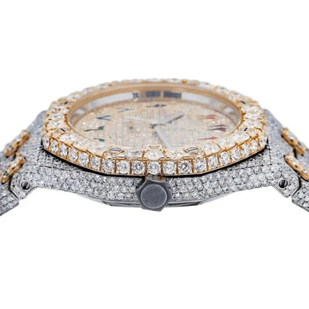 Moissanite Rain Bow Numeric Dual Tone Iced Out Watch