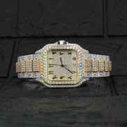 Dual Tone Arabic Dial Moissanite Hip Hop Watch