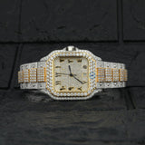 Dual Tone Arabic Dial Moissanite Hip Hop Watch