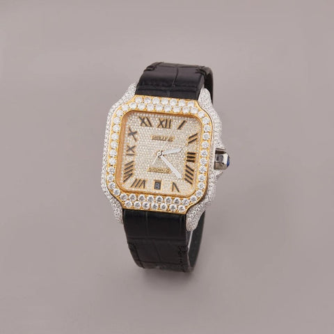 Dual Tone Automatic Moissnaite Wrist Watch