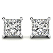 Princess Cut Moissanite Push Back Solitaire Earrings
