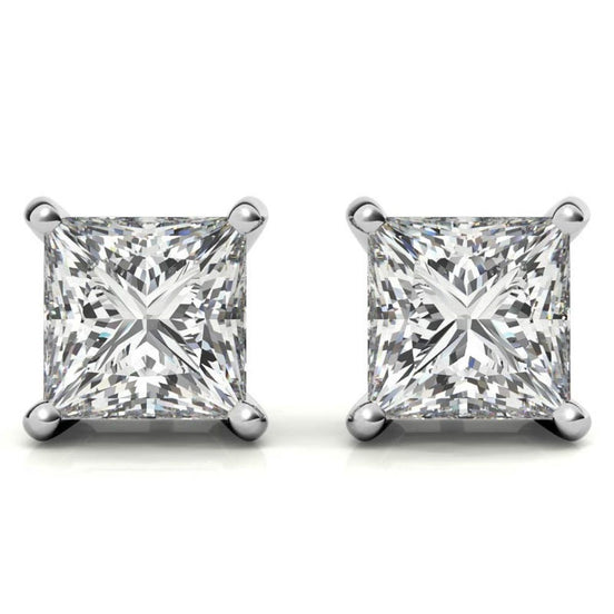 Princess Cut Moissanite Push Back Solitaire Earrings