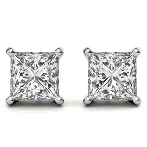 Princess Cut Moissanite Push Back Solitaire Earrings