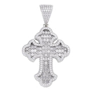 Moissanite Bagutte Diamond Cross Silver Pendant